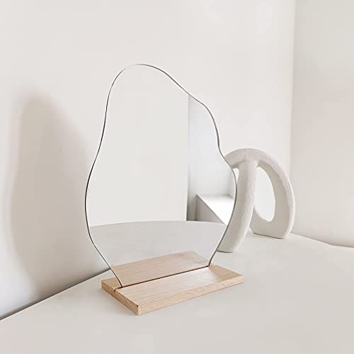 Preppy Room Decor Desk Mirror, Table Decr Aesthetic Mirror, Cute Room Decor Table Mirror, Boho Mirror for Desk, Asymmetrical Cloud Mirror - Thumbnail 2