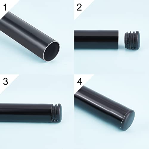 GORGECRAFT 20PCS 25mm Round Plastic Plugs Black Tubing Inner End Caps Furniture Leg Pipe Insert Stoppers Anti-Slip Ribbed Tube Covers for Chair Desks Tables Shelf Leg Sealing Pipe Glide Protection - Image 4