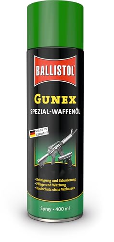 BALLISTOL 22250 GUNEX Waffenöl 400ml Spray Temperaturbeständiges Waffen-Pflege-Öl Reinigung Wartung Rostschutz