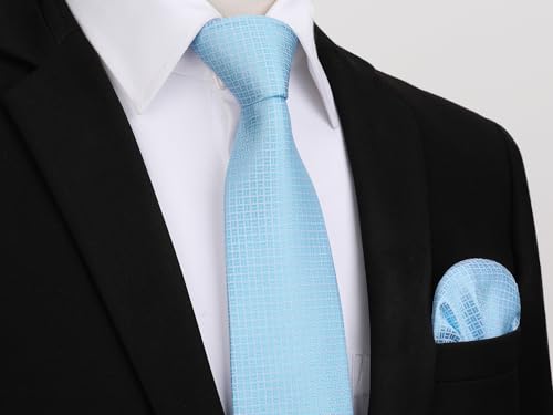 Image of HISDERN Ties for Men Solid Tie Handkerchief Set Classic Woven Silk Business Polka Dot Mens Ties Necktie Wedding Party