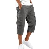 Shorts Cargo Homme Bermuda Été 3/4 Pantalon Coton Sport Elastique Pantacourt Uni Short De Travail Loisirs Voyage Shorts De Sport Randonnée Casual Quotidien