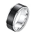 Epinki 8MM Anxiety Ring for Men, Black White Spinner Ring Fidget Rings for Anxiety, Stainless Steel Ring Size 10