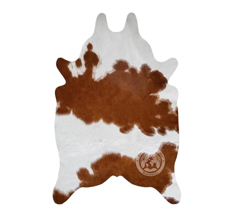 Sunshine Cowhides 100% Genuine Mini Brown and White Small Hair Cowhide Rug - Modern Style Animal Skin Rug & Floor Carpet for Living Room, Bedroom, Kitchen & More - Small (2 x 3 Ft.)