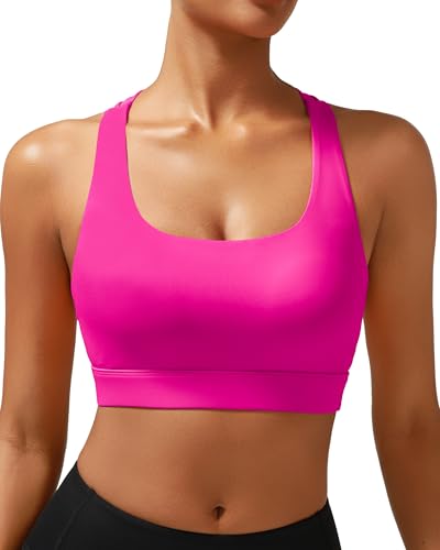 Image of RUNNING GIRL High Impact Sports Bras for Women - Scoop Neck Strappy Sports Bra High Support Moulded Cup Workout Bra
