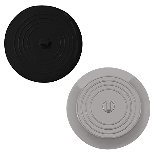 2 Pièces Bouchons de Vidange Universels de 15cm Bouchon d'évier Bouchon de Vidange en Silicone Bouchon de Baignoire Couvercle de Vidange d'évier pour Cuisines, Salles de Bains, Baignoire(Noir + Gris) Cover