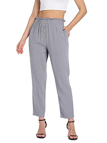Wudodo Pantalon Femme Taille Haute Survêtement avec Poches, Gris Cover