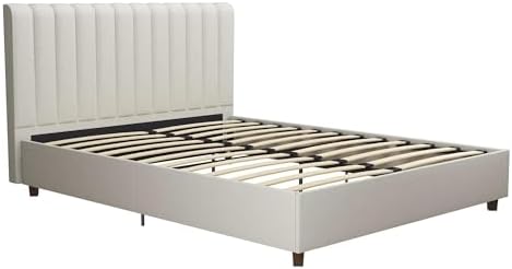 Novogratz 4190439N Brittany Upholstered Bed, Queen, Gray