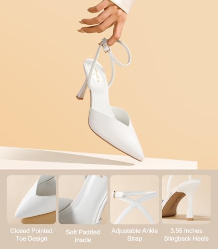 Ankis Slingback Heels for Women Closed Toe Women's Pumps Kitten Heel Wedding Party Casual Dress Shoes3