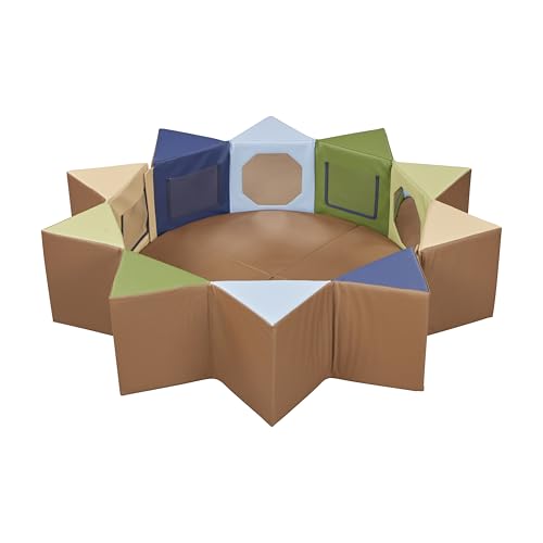 ECR4Kids SoftZone Wall of Mirrors, Activity Center, Earthtone