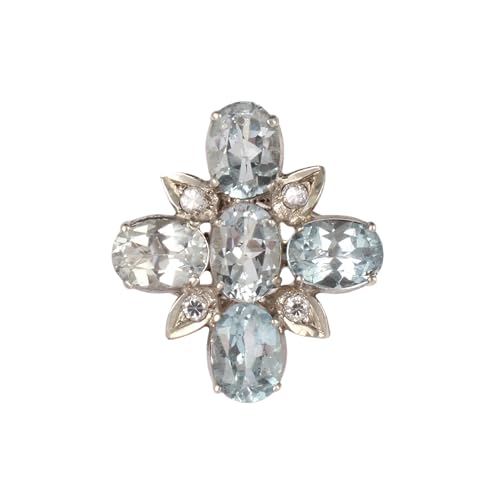 Bague topaze bleue en argent 925 : éclat floral précieux d'exception