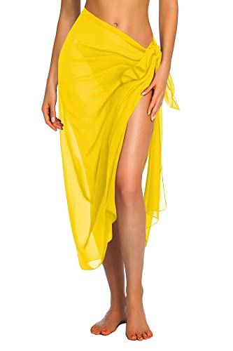 Image of Ekouaer Women Sarong Swimsuit Coverups Chiffon Long Bikini Wraps Sheer Beach Bathing Suit Cover Up