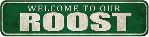 ROOST - Retro Vintage Tin Sign Door Name Plate Plaque,4x16 Inch