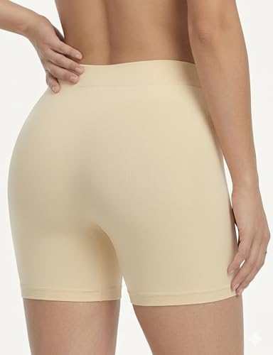 Image of ZENUTA Slip Shorts for Women Under Dresses, Seamless Anti Chafing Shorts Summer, Biker Shorts for Women (2pcs Nude,XXL)