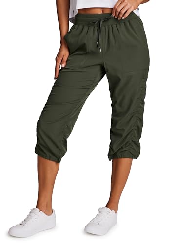 Image of RBX Active Capri Pants for Women Joggers Stretch Lightweight Women's Casual Pant Capri with Drawstring