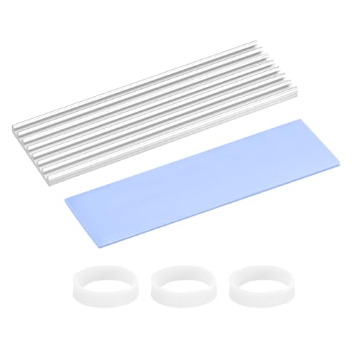 PATIKIL M.2 2280 Nvme SSD Heatsink 70x22x3mm, Radiator Cooler Aluminum Heat Sink Cooling Fin with Thermal Pads/Tape/Rubber Ring for Laptop Electronics CPU Led, Silver