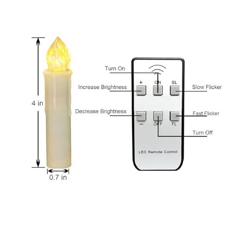 Image of 10PCS LED Flameless Taper Christmas Window Candles, Flickering with Remote, Battery Operated Xmas Tree Candles, Perfect for Home Decoration Hanging Candlesticks for Party Halloween Church Medium