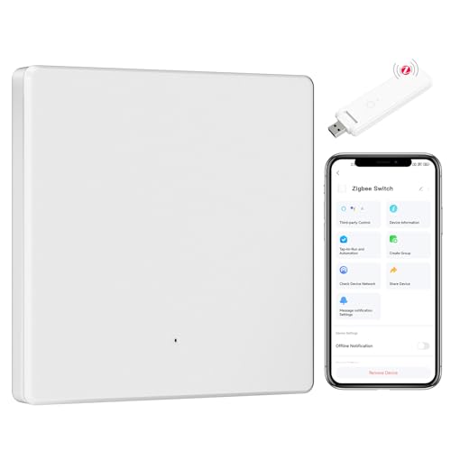BSEED Zigbee Lichtschalter, Smart Lichtschalter 1 Fach 1 Weg arbeitet mit Amazon Alexa/Google Home/Tuya/Smart Life, Weiß (Erforderlich NeutralDraht & Zigbee-Gateway)