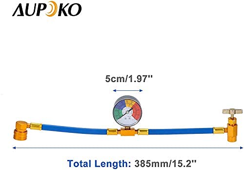 Aupoko R134A Ac Refrigerant Charge Hose, 1/2’’ Acme Can Opener Tap Dispensing Valve, And Recharge Hose With Pressure Gauge, Fits For Car Ac Air Conditioning Refrigerant #TOP6