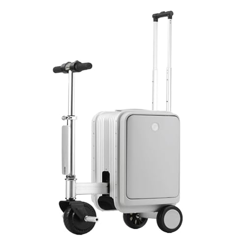 Electric Rideable Suitcase 20L,Ride on Scooter Luggage with External USB Port and Removable Battery,Load-Bearing Capacity 110 kg Silver