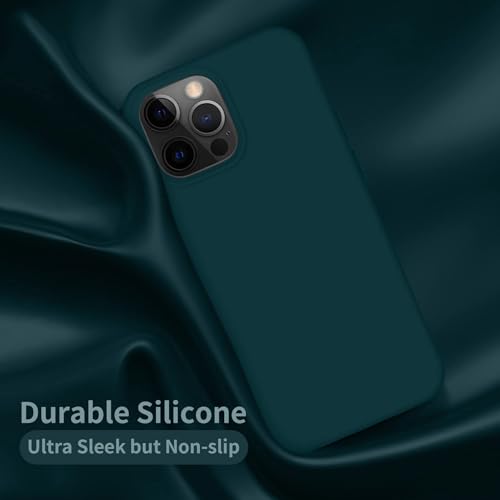 Image of M Cart Liquid Silicon case for iPhone 14 Pro Max, Soft TPU Shockproof Scratch Resistant Slim Thin Protective Cover Case (Dark Greenish Blue)