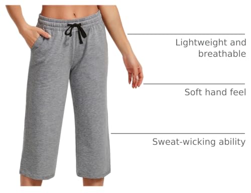 Image of SPECIALMAGIC Women Capri Pants Cotton Yoga Wide Leg Pajama Pants Capris Sweatpants Sports