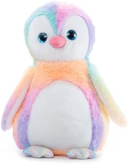 The Petting Zoo Penguin Stuffed Animal Plushie, Ombrez Zoo Animals, Rainbow Penguin Plush Toy 12 inches
