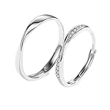 ANAZOZ Anillos Plata de Ley 925 Hombre y Mujer Compromiso, Redondo con Circonita, Anillos Ajustables Plata