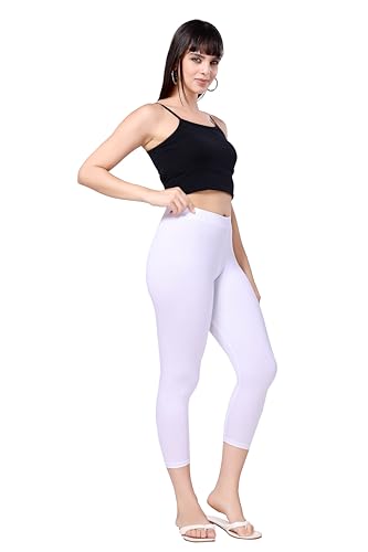 Image of TRASA Tailored Cut & Classic Fit Stretchable Cotton Fabric Mid-Rise Skinny Fit High Ankle Length /Cropped Length Leggings for Women, Available Size - M, L, XL, 2XL, 3XL, 4XL, 5XL