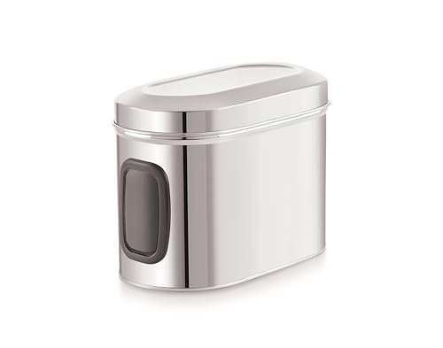 Image of Tosaa Stainless Steel Cover Window Clear Jars for Kitchen Storage Food Spices Canister with Airtight Lid Container Organizer, Tea Coffee & Sugar (1750 Ml)