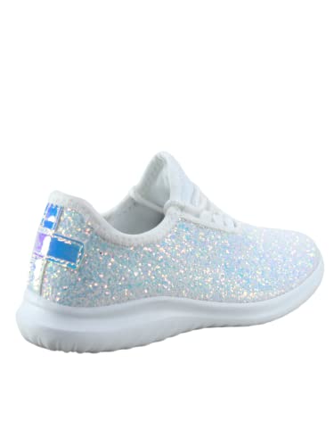 TZ Kid's Girl's Fashion Glitter Sparkle Slip On Lace Casual Walking Sneaker Shoes4