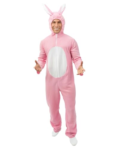 P'TIT CLOWN - 21128 - Déguisement Lapin - Costume Adulte - Unisexe - Parfait pour Carnaval, EVG, EVJF, Pâques, Halloween et autres Fêtes Costumées - Facile à Enfiler - Confortable - L/XL - Rose