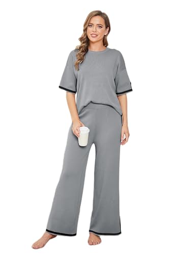 Image of TIGMA Women Casual Summer co ords Set Track Suit Oversized Top Baggy Pant,Top and Pajama Set