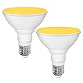 Flaspar PAR30 Yellow LED Bug Light Bulb Outdoor, 100W Equivalent, 12W LED Flood Light Bulb, E26 Base Yellow LED Security Lights for Porch Lights, Hallway Lighting, Decorative, Non-Dimmable, 2 Pack