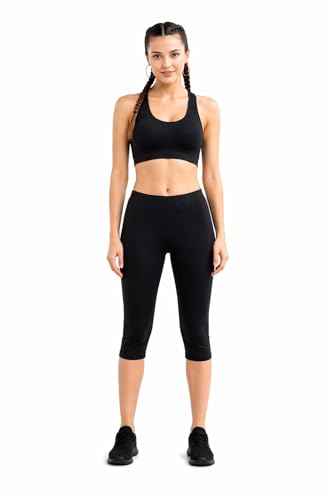 Image of TRASA Women's Cotton Capri Leggings, Stretchable 3 /4 Length Crop Pants, Comfortable, Plus