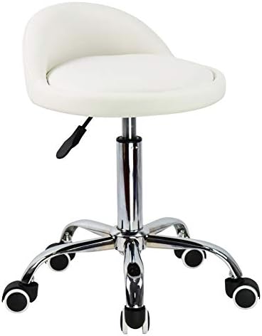 KKTONER PU Leather Modern Rolling Stool with Low Back Height Adjustable ...