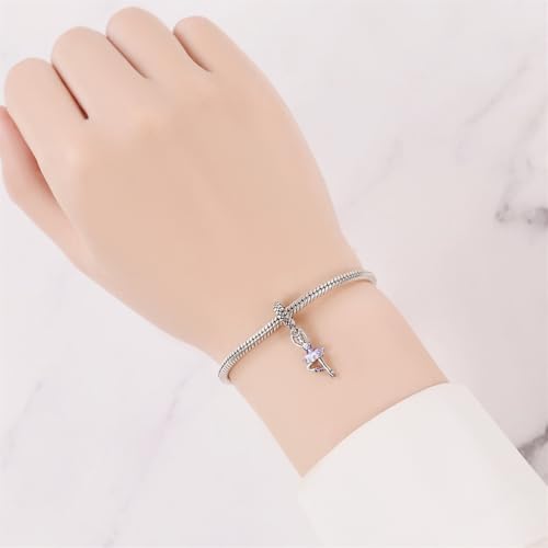 Image of Ballet Charm 925 Sterling Silver Dancer Shoes Anniversary Heart Pendant Family Birthstone Mom Dangle for Pandora Charm Bracelet