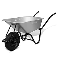 Keplin 85L Garden Wheelbarrow with Pneumatic Tyre – Heavy Duty Single Wheel Steel Garden Barrow Supports 150kg Load Capacity, Large Wheelbarrow for Soil, Gravel, Compost & Outdoor Work