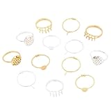 Anillos en blanco para hacer joyas, 10 unidades, chapado en plata gruesa, oro de 14 quilates, cobre de 18 quilates, base ajustable para hacer joyas (estilo 04-19 mm, oro de 18 quilates)