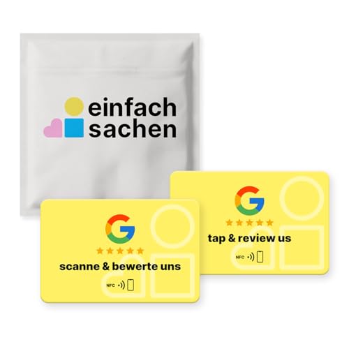 Tarjetas NFC Google de reseñas en color amarillo para mostradores y atención al cliente
