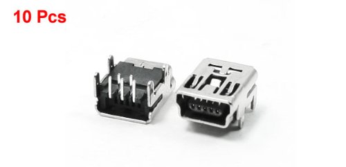 Conector USB B tipo hembra 10 piezas ángulo recto 5 pines miniatura 2