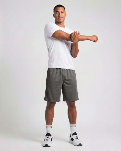 Image of Real Essentials 5 Pack: Men's 9 inch Mesh Shorts - Athletic Gym, Workout, Basketball, Running, Casual Lounge Activewear Pockets