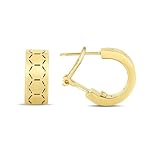 Pendientes de aro de oro amarillo de 14 quilates, diseño de panal de abeja, oro amarillo, sin piedras preciosas