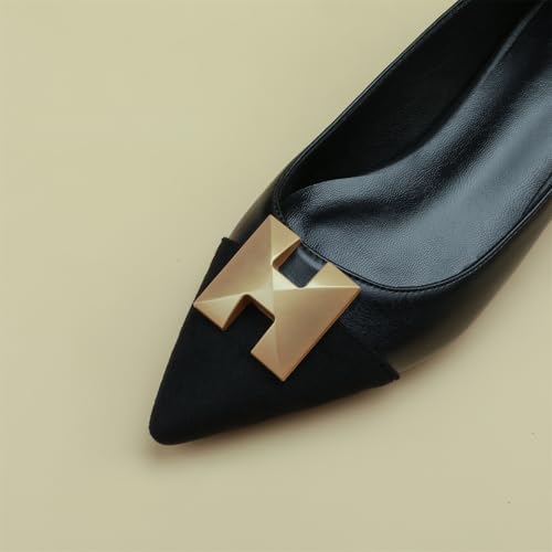 Women's Retro Cap Pointed Closed Toe Pump Slip-On Chunky Low Two Toned Block Heel Metallic Classic Work Office Church Casual Comfort Dress Shoes Business Party Daily Wear Flats2