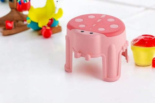 Image of Multi-Color Kids Stool, Lightweight Durable Plastic, Ladybug Design, Indoor & Outdoor Use, Safe Children's Seating for Playroom, Bedroom, Patio, or Garden