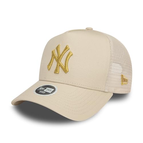 New Era WMNS Metallic Trucker Adjustable Cap NY Yankees Beige Gold, Size:OneSize