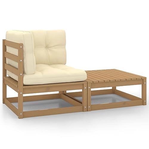 Xichuzi Set de Muebles de jardín 2 pzas Cojines Madera Pino marrón Miel, Conjunto Jardin Exterior, Muebles Jardin Exterior, Conjunto Terraza, Terraza Exterior Chill out, Garden Furniture 805753