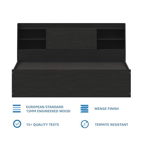 Image of Amazon Brand - Solimo Altamore Engineered Wood Queen Bed with Headboard and Box Storage (Wenge Finish)