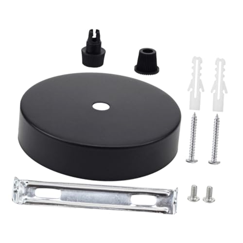 BAZEITFLOW Kit Rosace De Plafond Rond En Fer Et Plastique Noir Φ100×20 Mm Plaque De Recouvrement Pour Luminaire Suspendu Accessoire Lumineux Diy Pour Éclairage Intérieur
