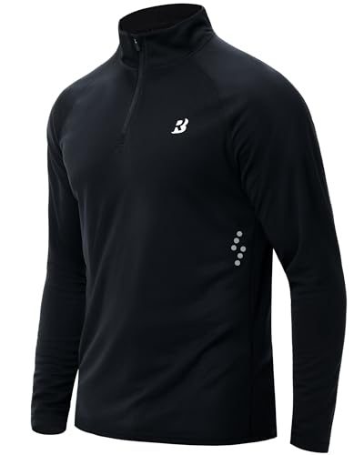 Roadbox UPF 50+ Long Sleeve Shirts for Men - Quarter Zip Pullover Quick Dry Rash Guard for Running Golf Fishing Workout