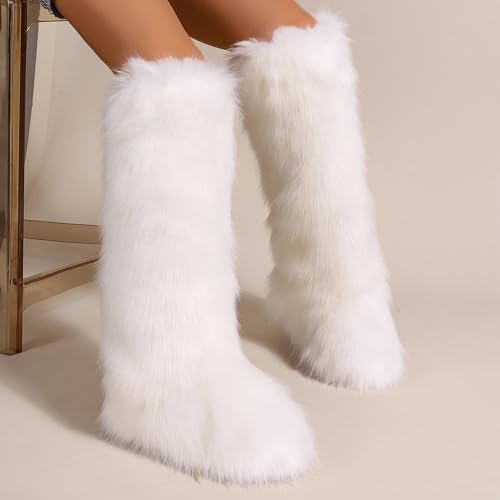 MRTAILOR Knee High Furry Faux Fur Snow Boots for Women2